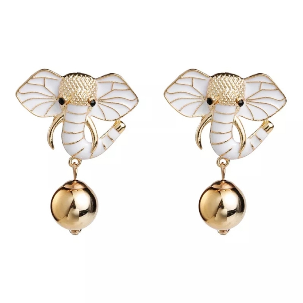 African White Elephants Dangle Earrings